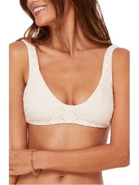Andie • NWT Cream Textured Scoop neck Bikini top - padded